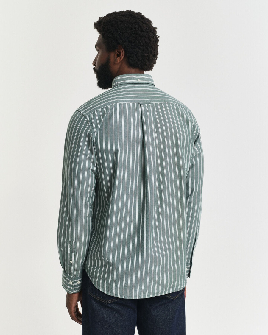 camisa de popeline listrada de corte regular - verde floresta