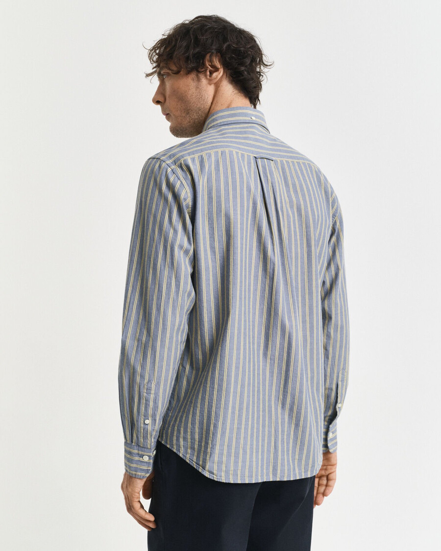 camisa de popeline listrada de corte regular - azul marinho