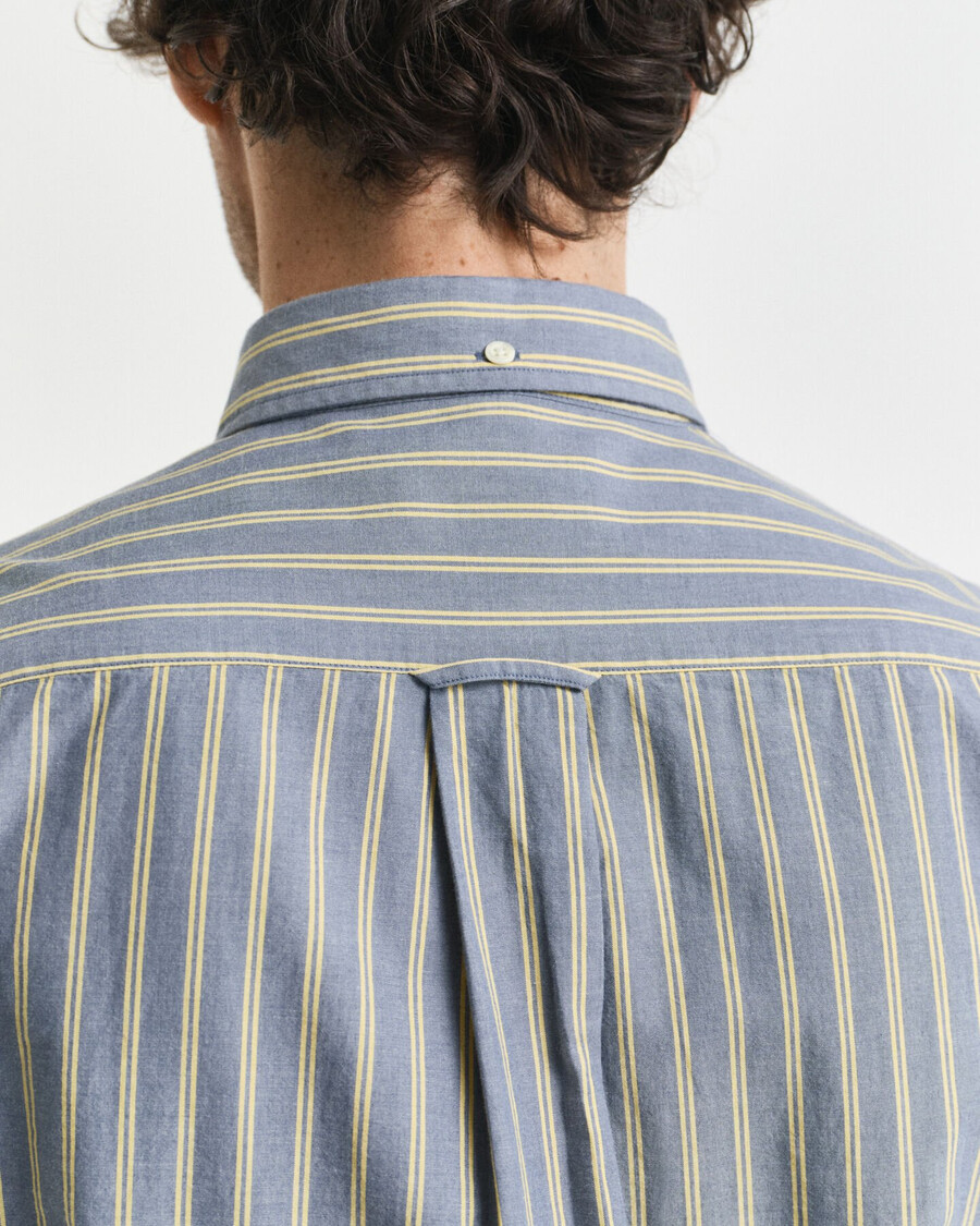 camisa de popeline listrada de corte regular - azul marinho