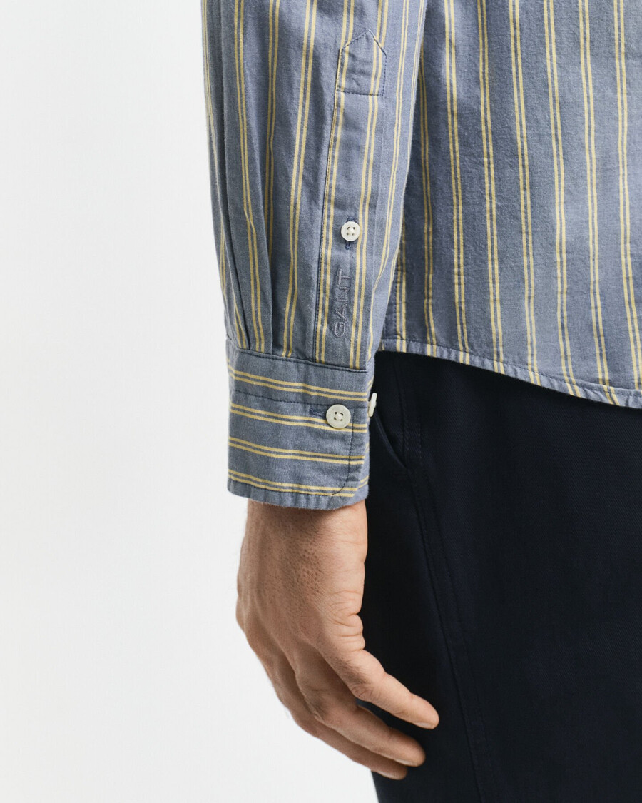 camisa de popeline listrada de corte regular - azul marinho