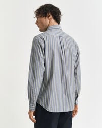 camisa de popeline listrada de corte regular - azul marinho