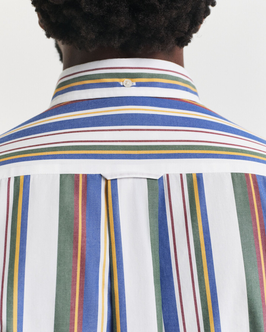 camisa clássica de popeline com listras multicoloridas e modelagem regular.