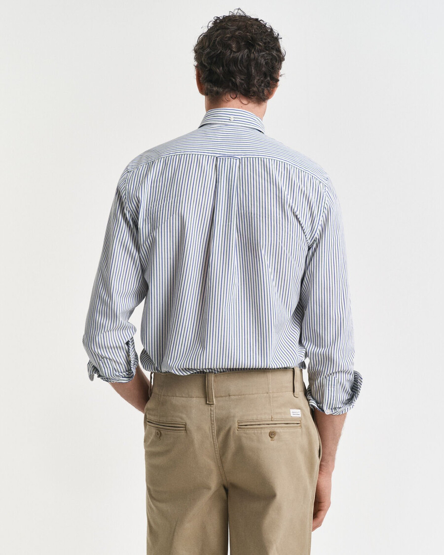 camisa clássica listrada de popeline com modelagem regular - verde floresta