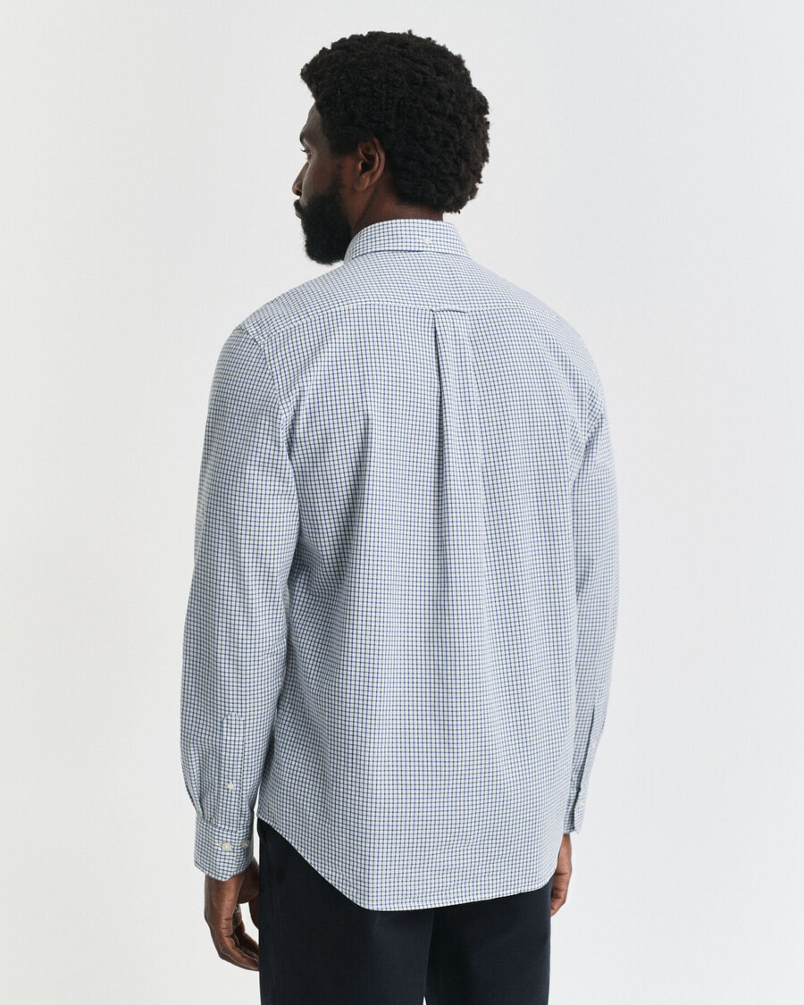 camisa clássica de popeline com micro xadrez e modelagem regular - verde floresta