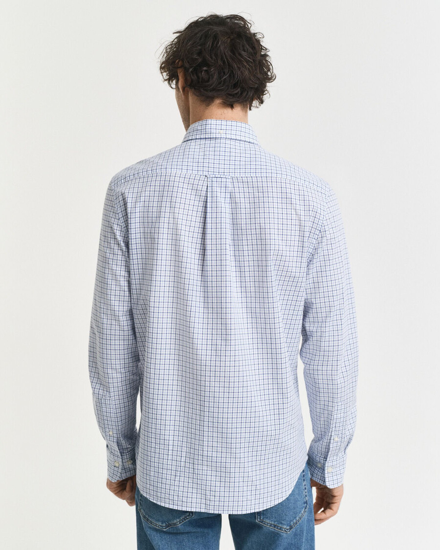camisa clássica de popeline micro xadrez de corte regular - clear sky