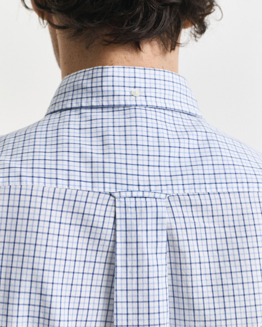 camisa clássica de popeline micro xadrez de corte regular - clear sky