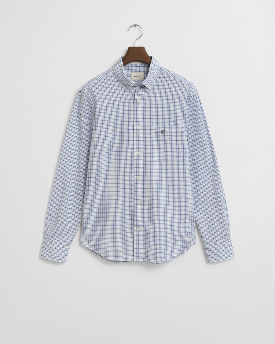 camisa clássica de popeline micro xadrez de corte regular - clear sky