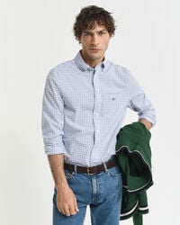 camisa clássica de popeline micro xadrez de corte regular - clear sky