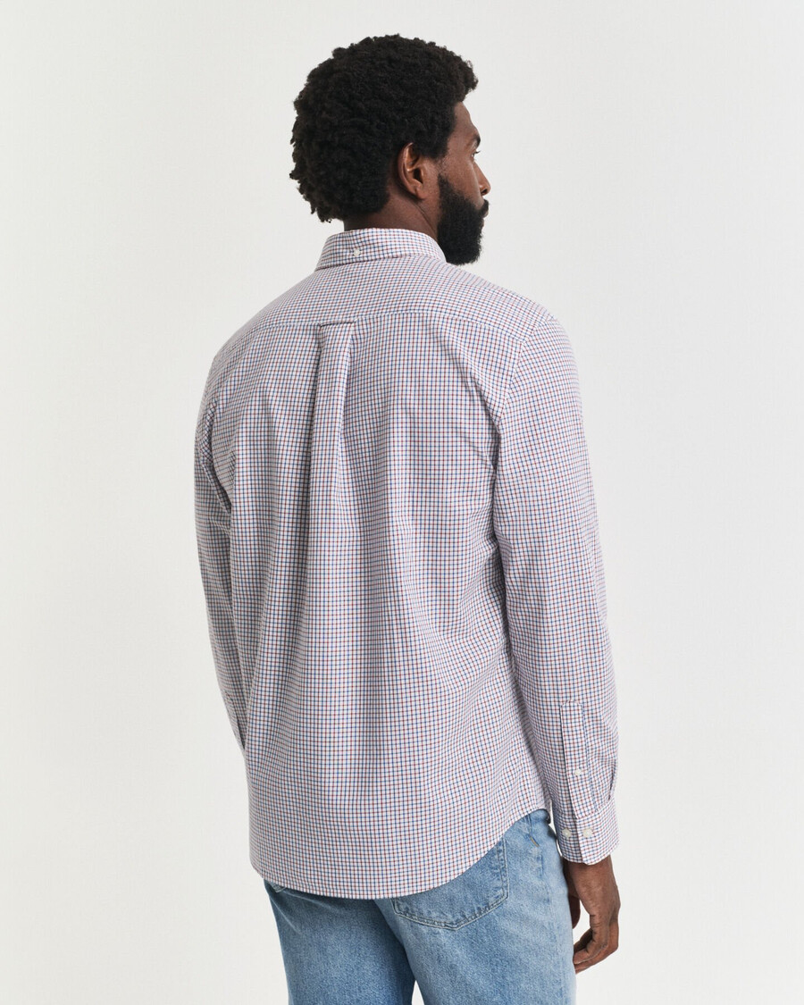camisa clássica de popeline micro xadrez de corte regular - vermelho encorpado