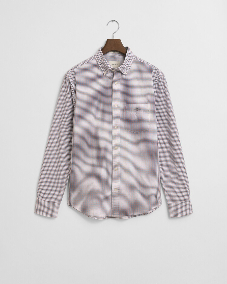 camisa clássica de popeline micro xadrez de corte regular - vermelho encorpado