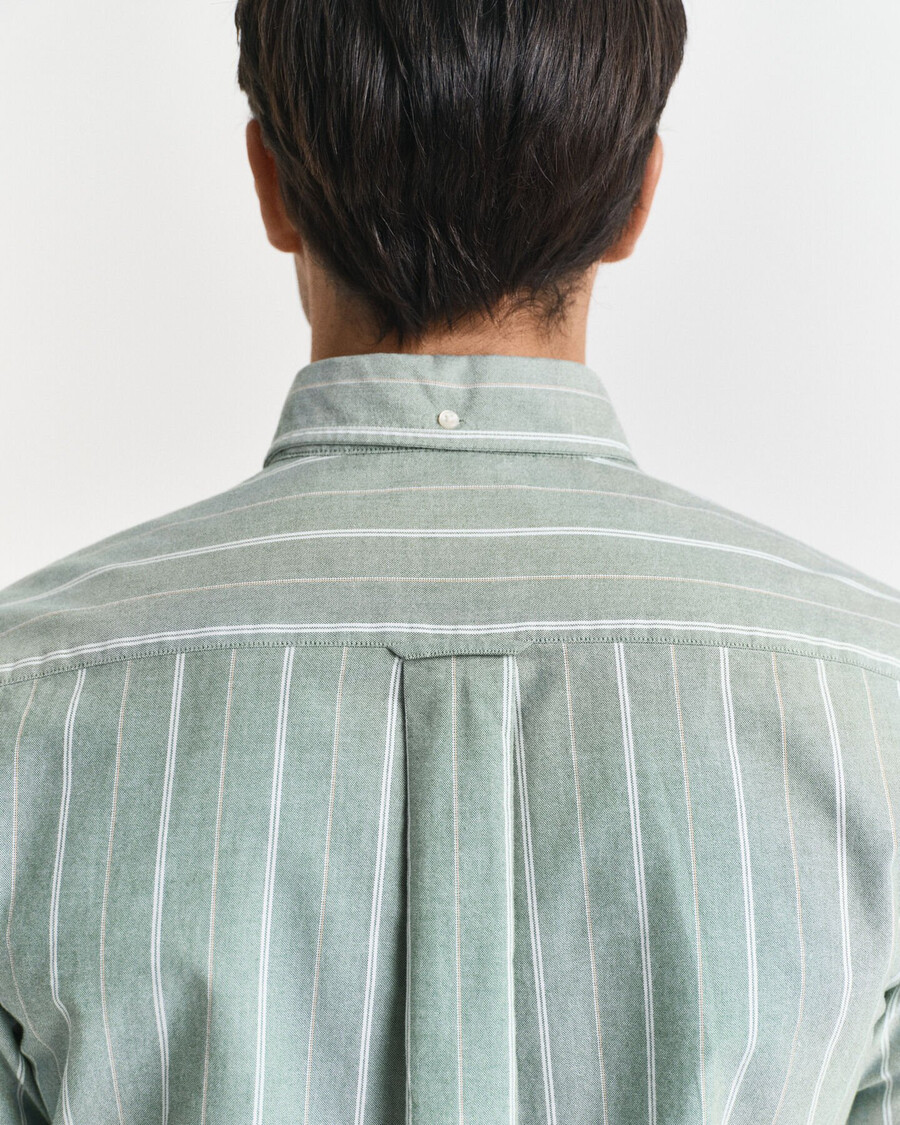 camisa oxford clássica listrada de corte regular - verde floresta