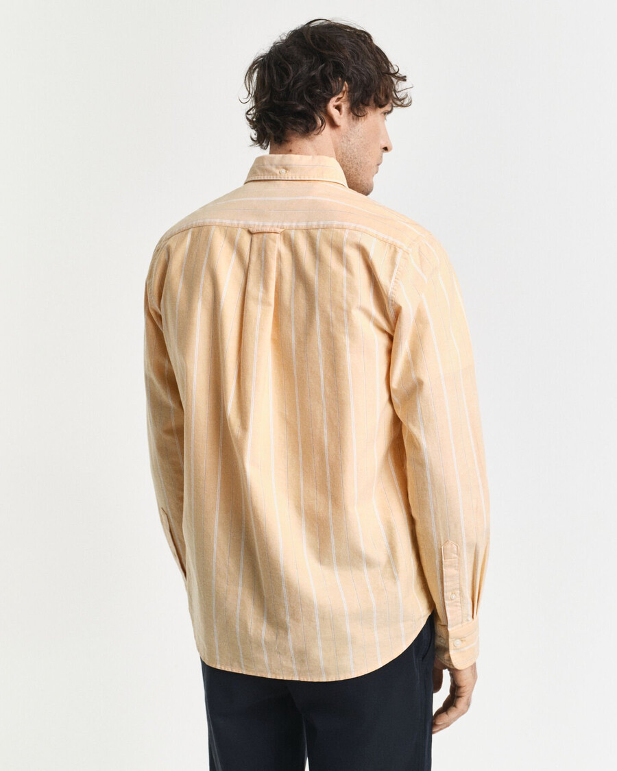 camisa oxford clássica listrada de corte regular - amarelo lichen