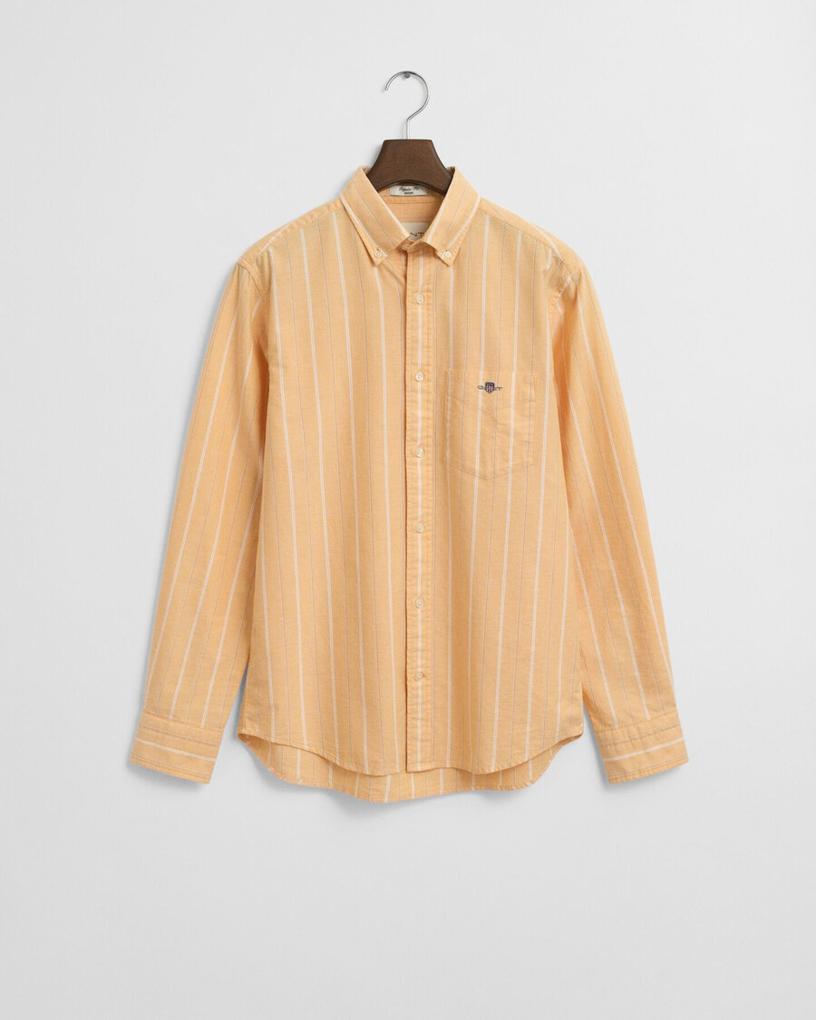 camisa oxford clássica listrada de corte regular - amarelo lichen