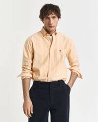 camisa oxford clássica listrada de corte regular - amarelo lichen