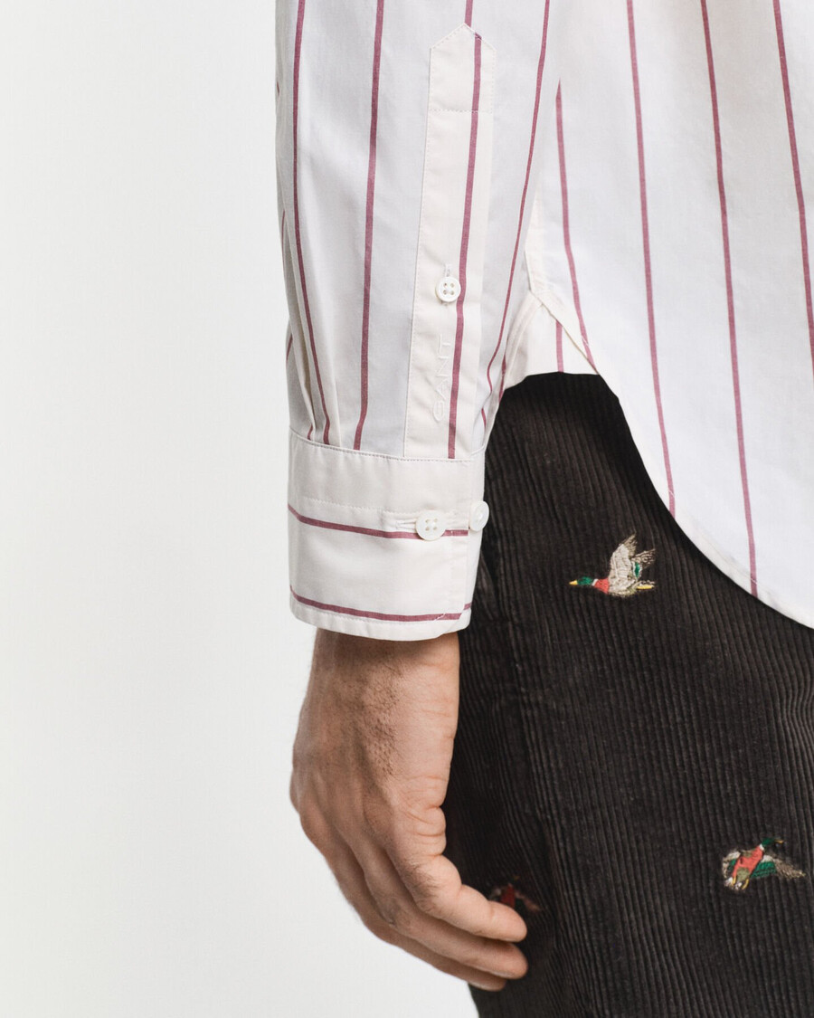 camisa de popeline heritage listrada com modelagem relaxada - creme