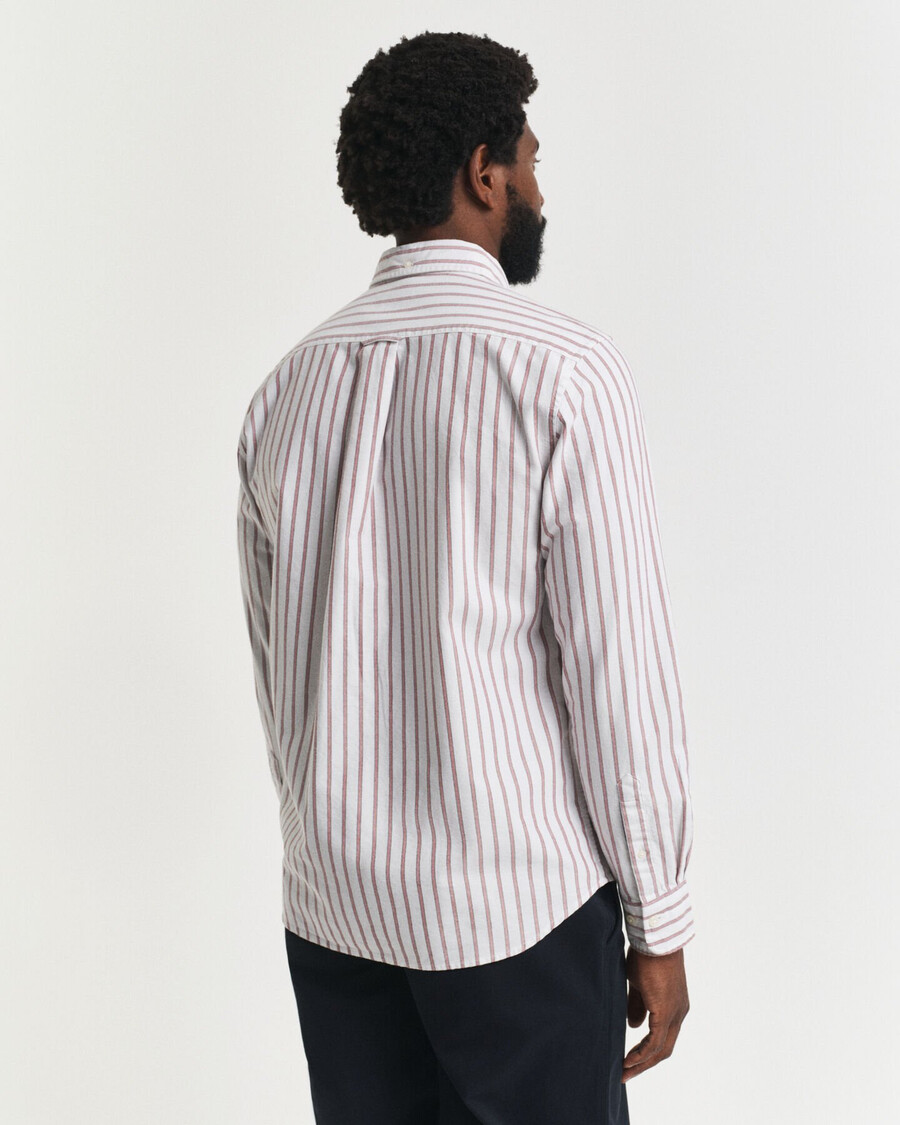 camisa oxford listrada de corte regular - cor casca de ovo