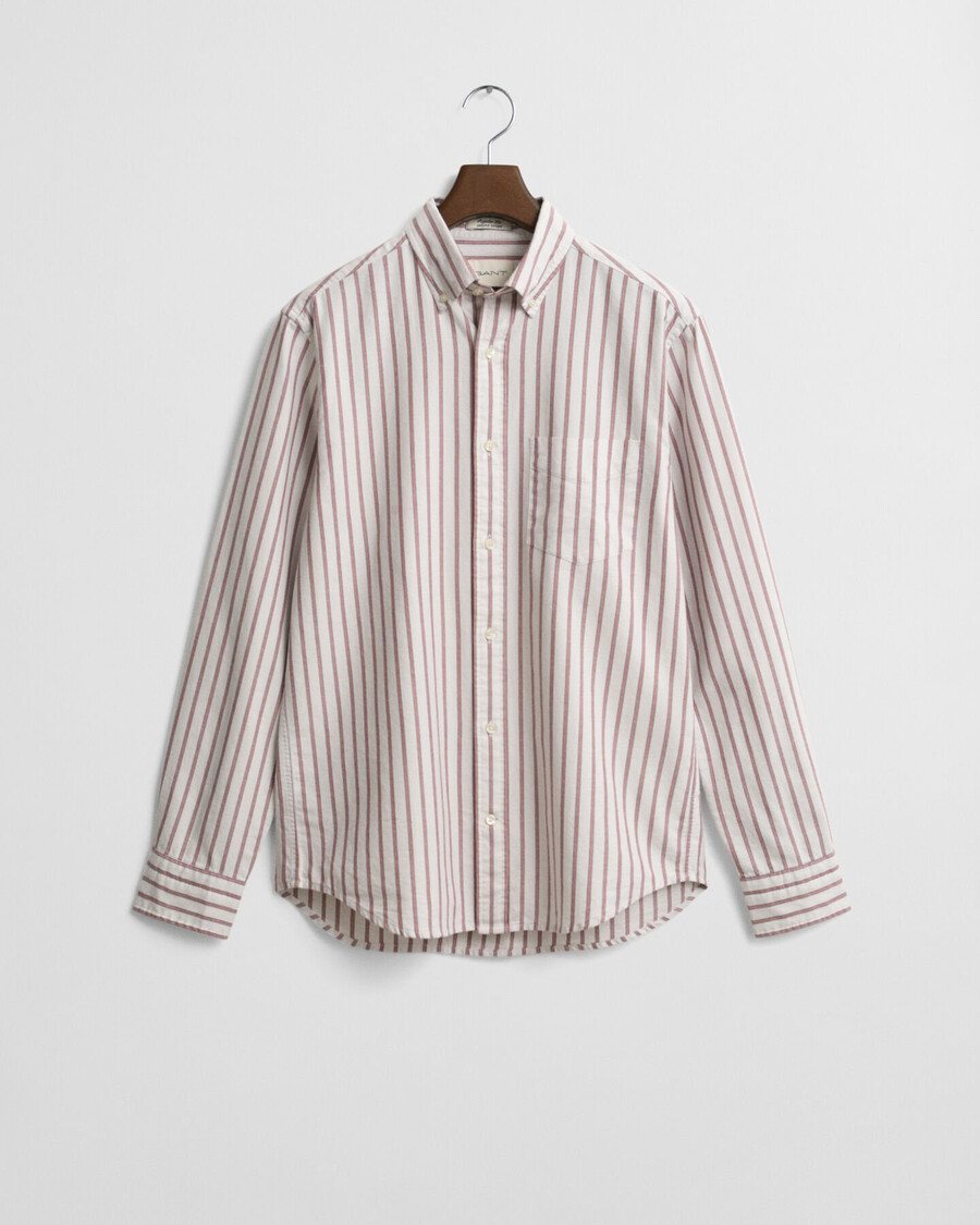 camisa oxford listrada de corte regular - cor casca de ovo