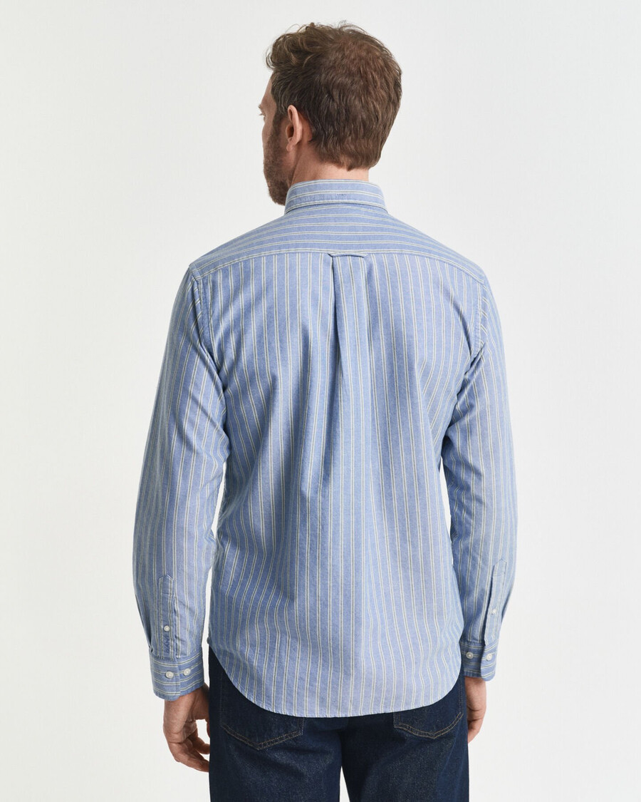 camisa oxford listrada de corte regular - azul Água