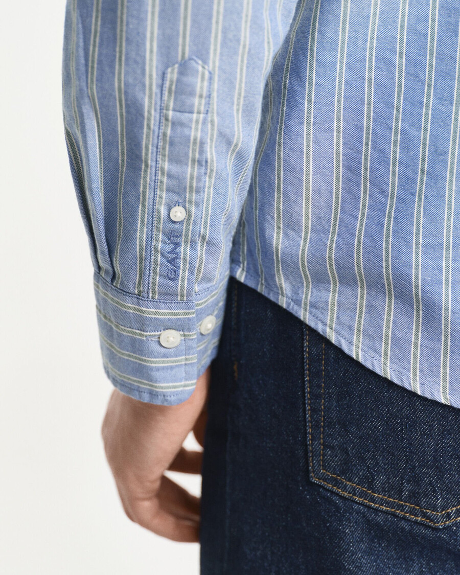 camisa oxford listrada de corte regular - azul Água