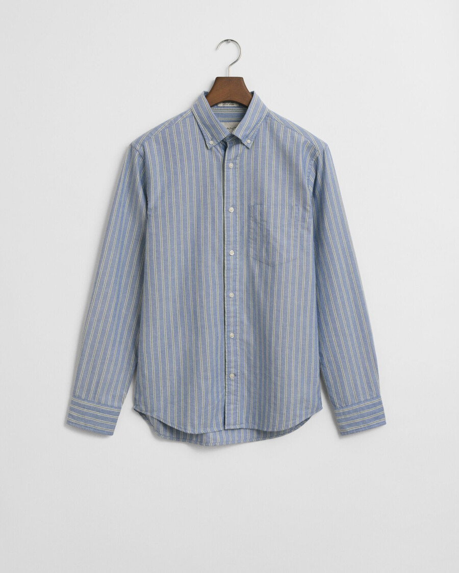 camisa oxford listrada de corte regular - azul Água