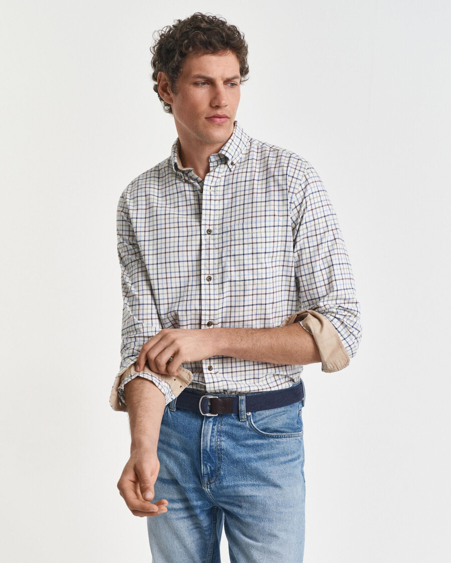 camisa de sarja xadrez tattersall de corte regular - clear sky