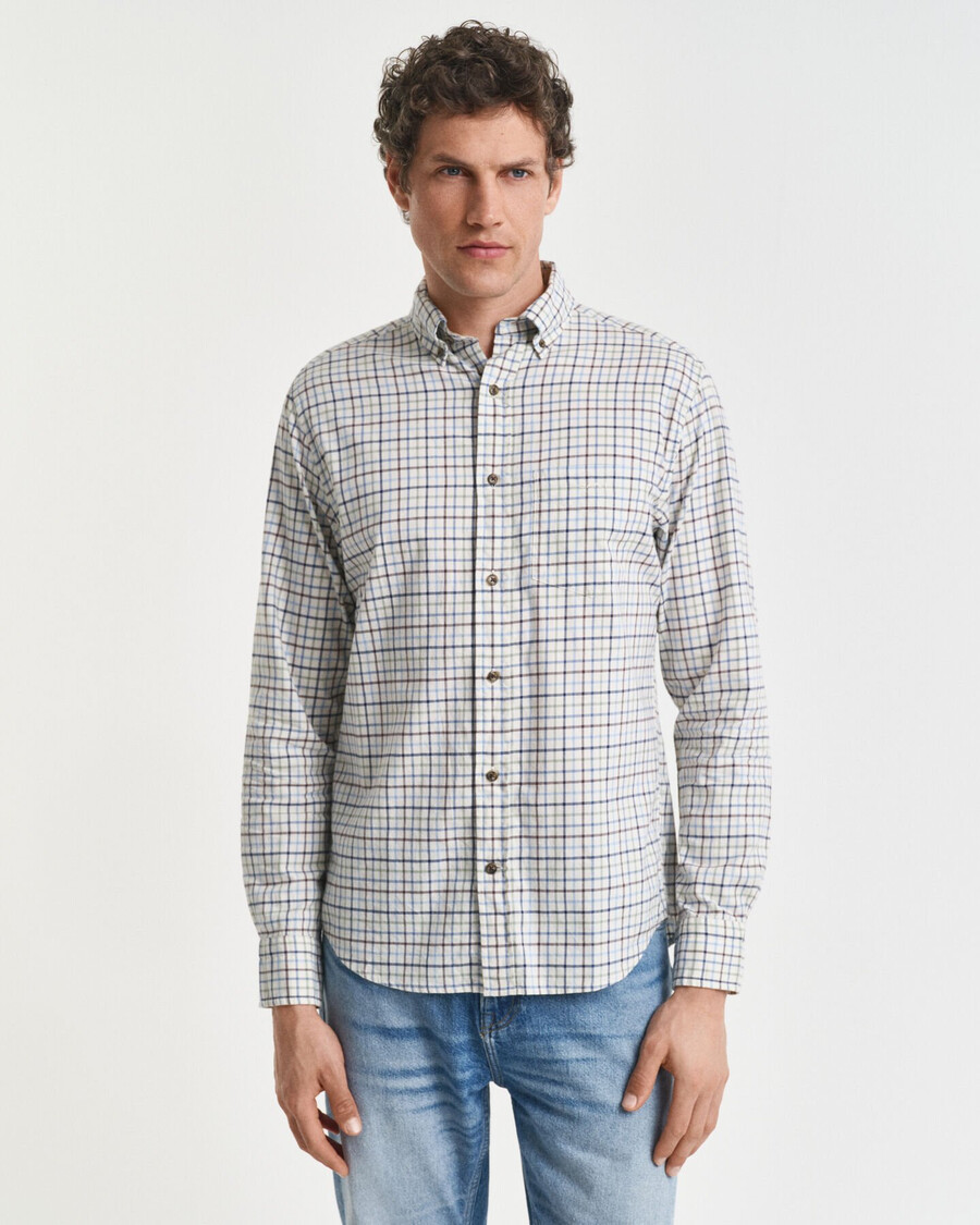 camisa de sarja xadrez tattersall de corte regular - clear sky