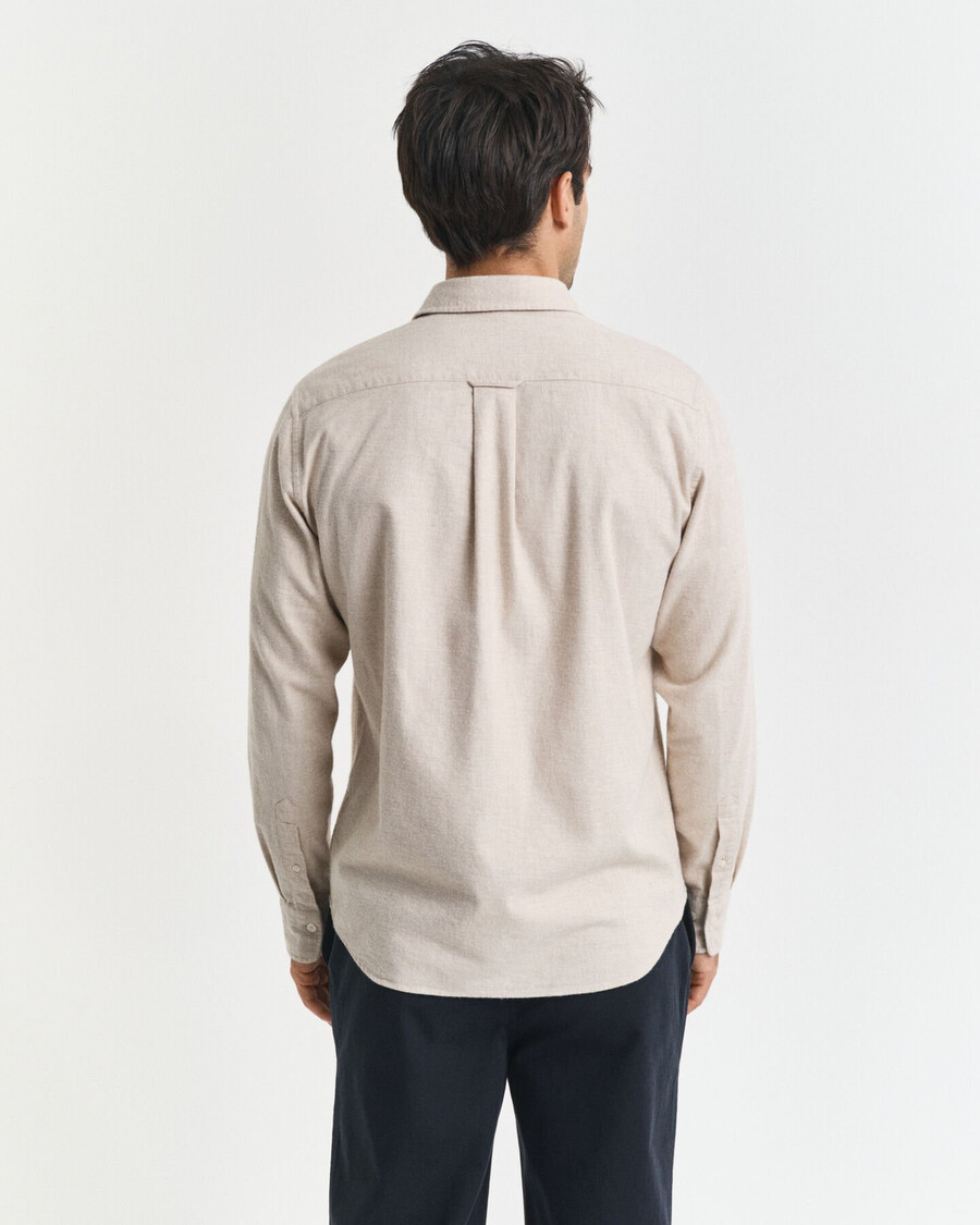 camisa de flanela mesclada de corte regular - bege claro mesclado