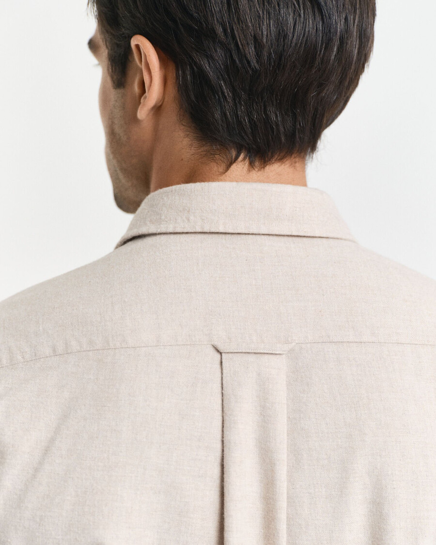 camisa de flanela mesclada de corte regular - bege claro mesclado