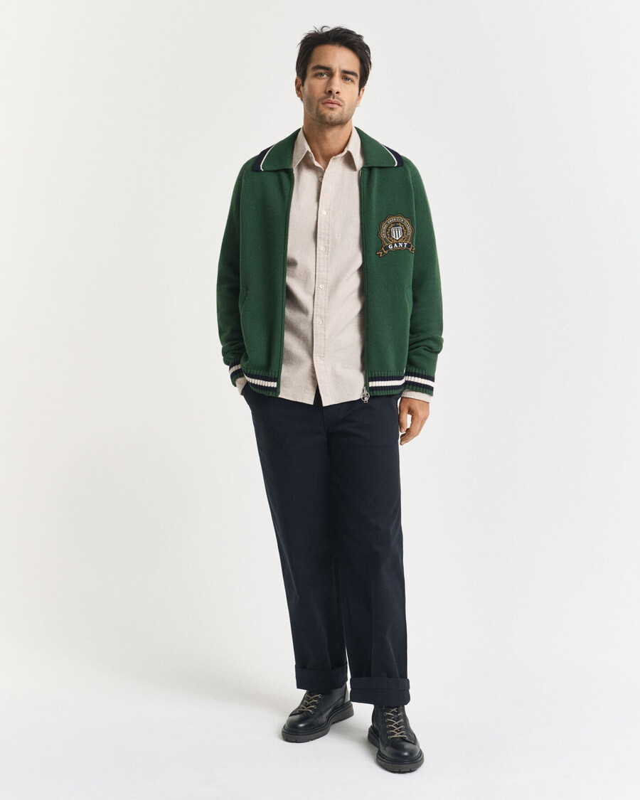 camisa de flanela mesclada de corte regular - bege claro mesclado