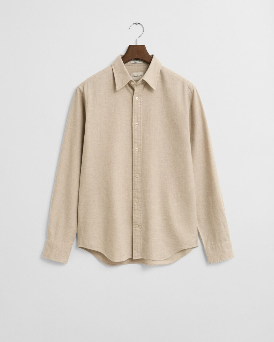 camisa de flanela mesclada de corte regular - bege claro mesclado