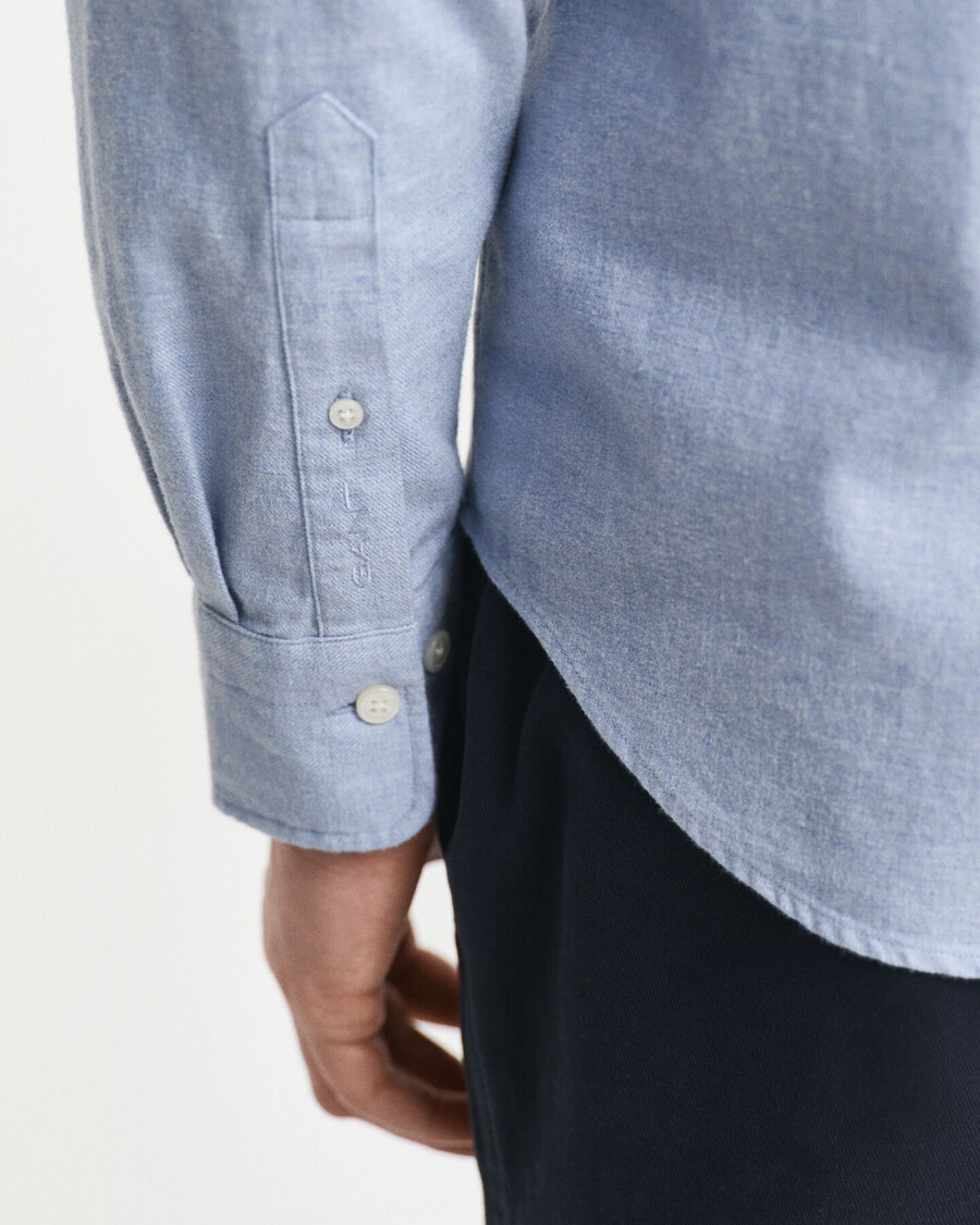 camisa de flanela mesclada de corte regular - azul mesclado claro