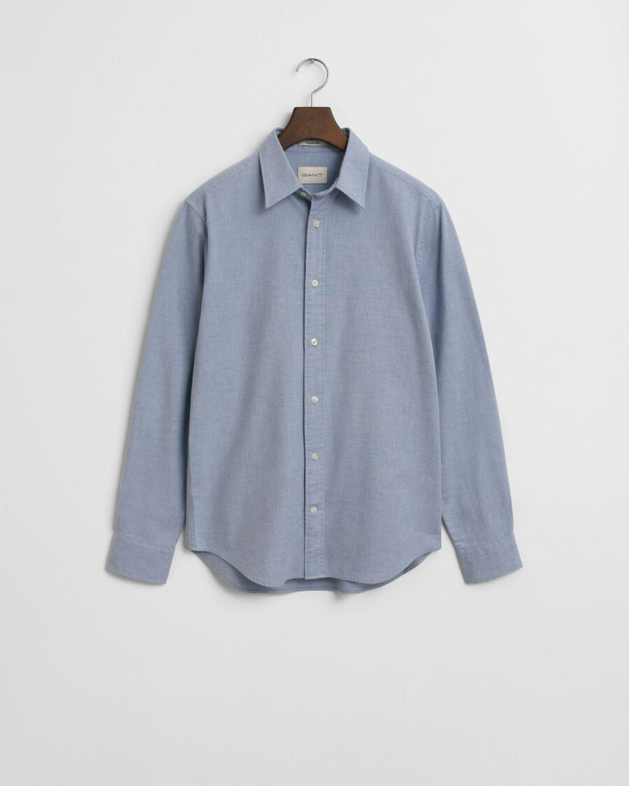 camisa de flanela mesclada de corte regular - azul mesclado claro
