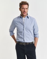camisa de flanela mesclada de corte regular - azul mesclado claro