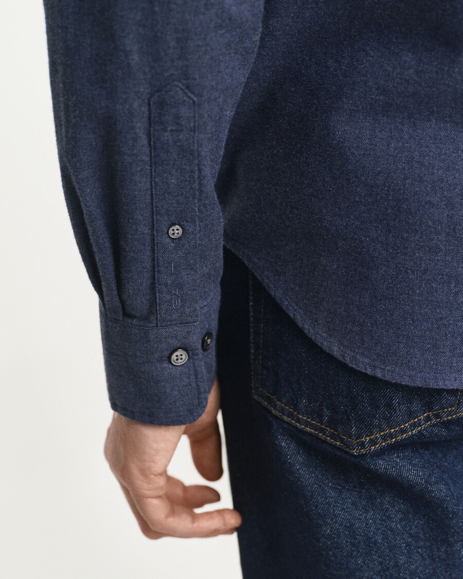 camisa de flanela mesclada de corte regular - mescla Índigo escuro