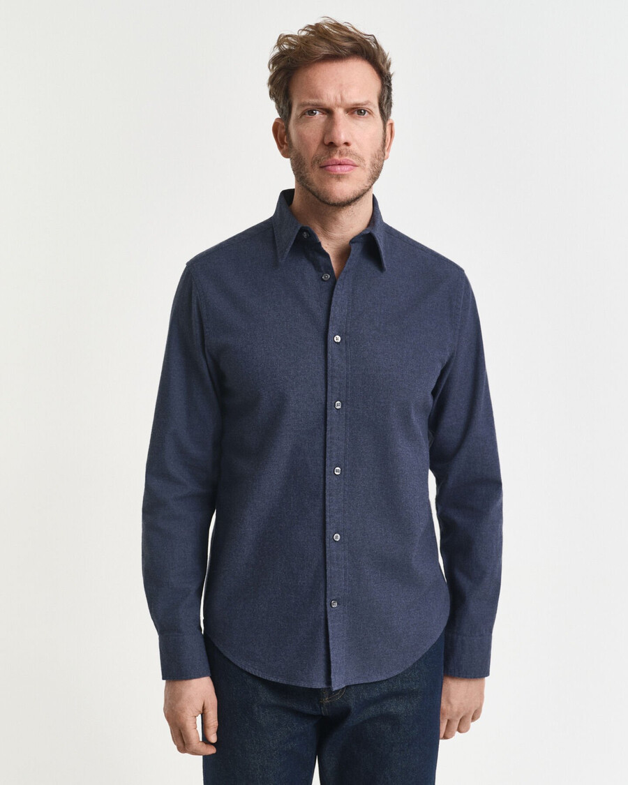 camisa de flanela mesclada de corte regular - mescla Índigo escuro