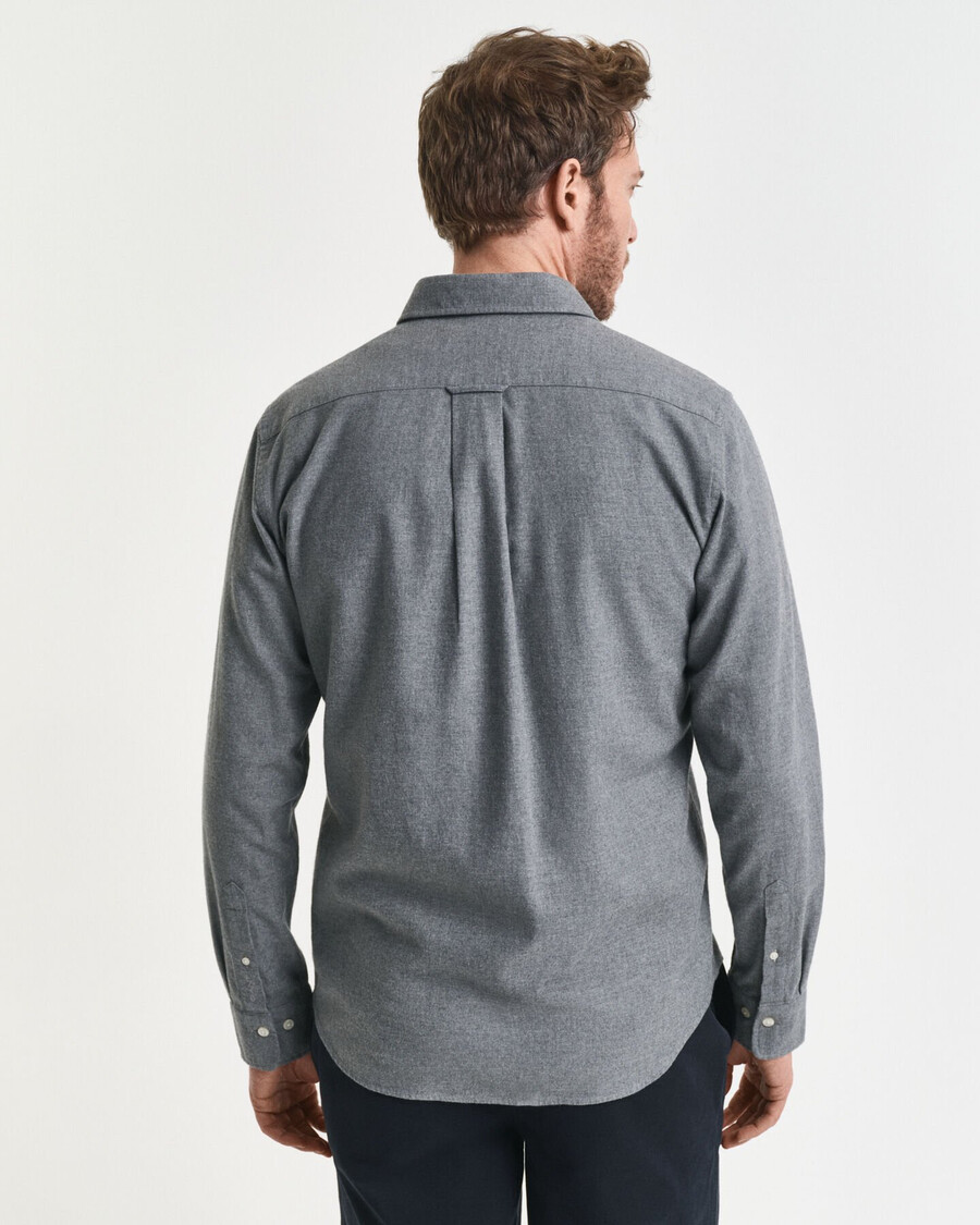 camisa de flanela mesclada de corte regular - cinza mesclado escuro