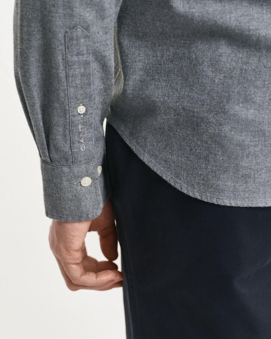 camisa de flanela mesclada de corte regular - cinza mesclado escuro
