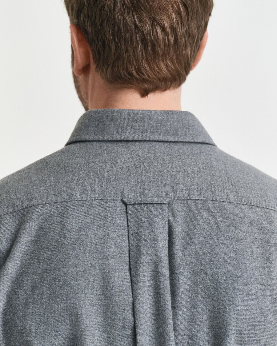 camisa de flanela mesclada de corte regular - cinza mesclado escuro