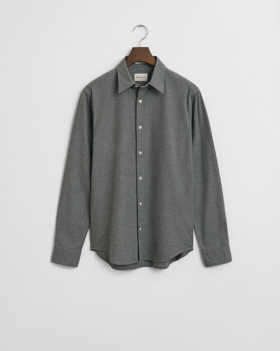 camisa de flanela mesclada de corte regular - cinza mesclado escuro