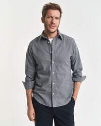 camisa de flanela mesclada de corte regular - cinza mesclado escuro