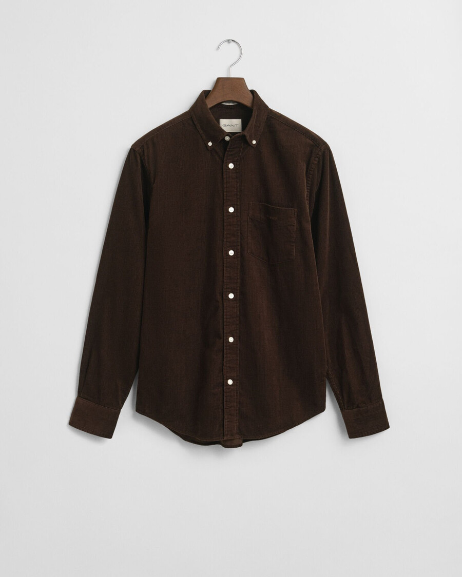 camisa de veludo cotelê de corte regular - marrom escuro