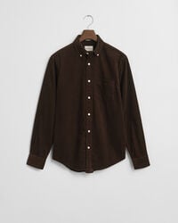 camisa de veludo cotelê de corte regular - marrom escuro