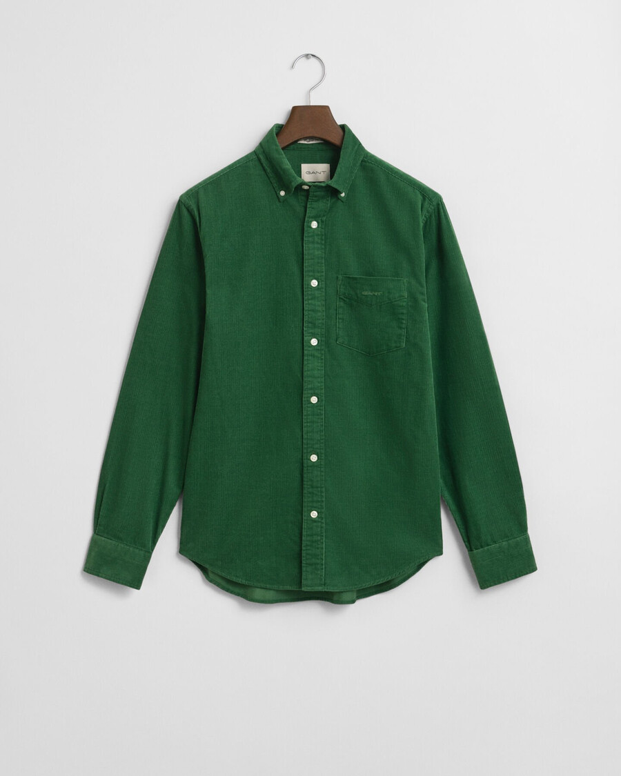 camisa de veludo cotelê de corte regular - verde grama