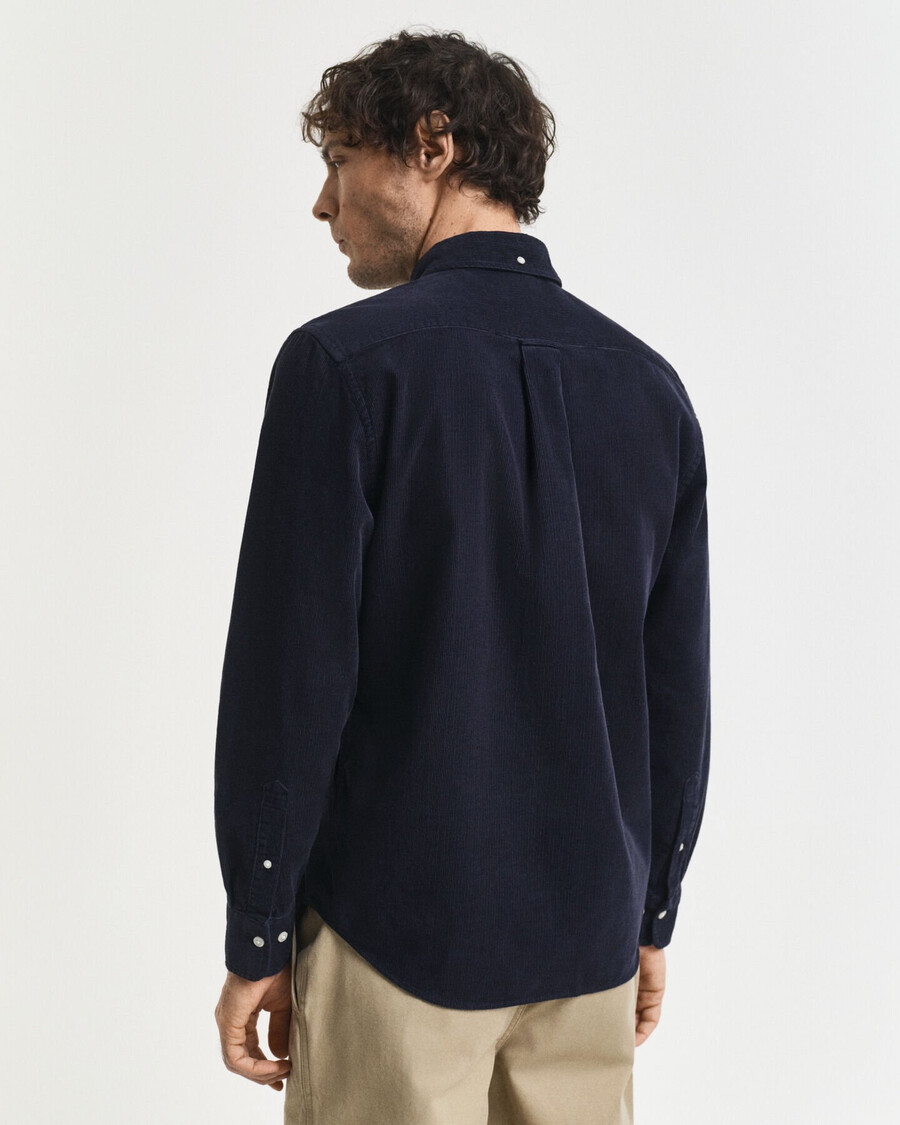 camisa de veludo cotelê de corte regular - azul noite