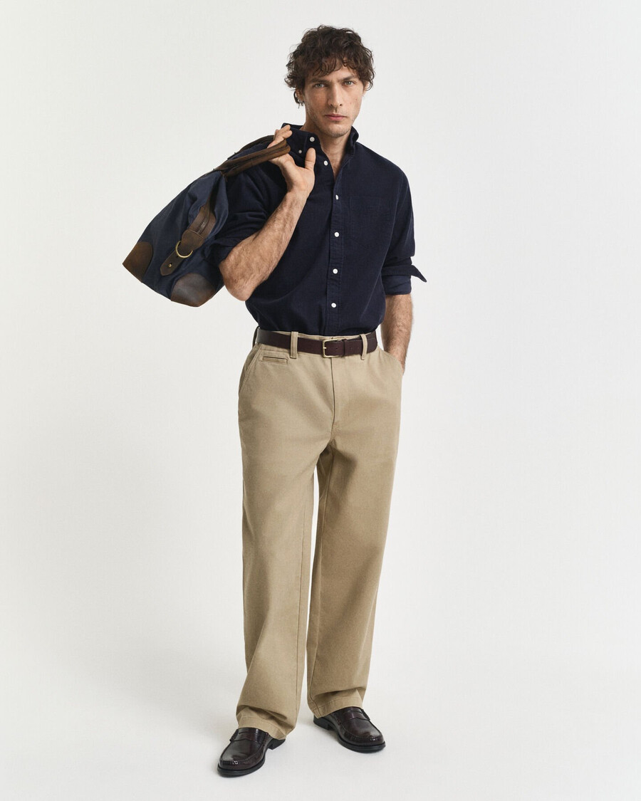 camisa de veludo cotelê de corte regular - azul noite