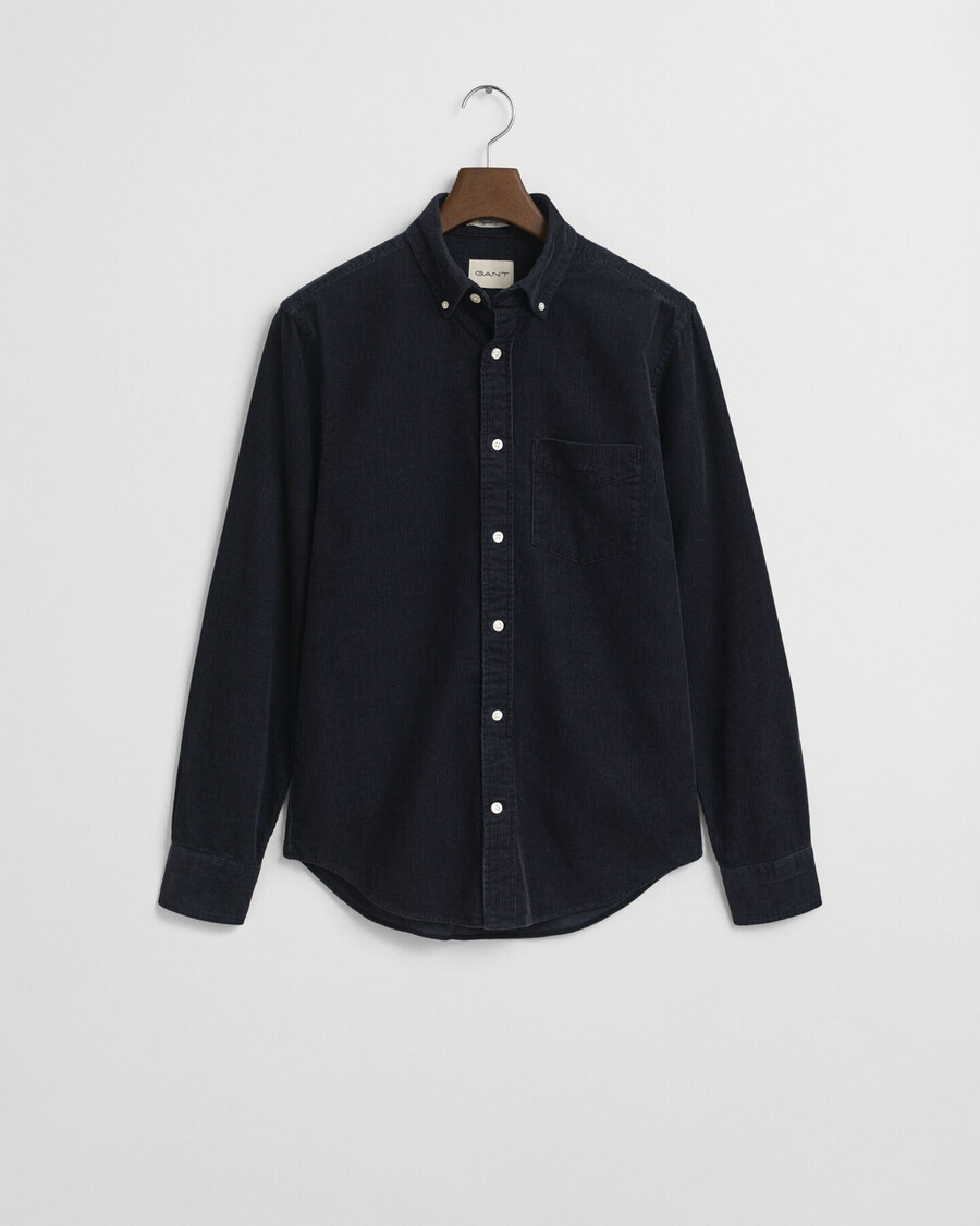 camisa de veludo cotelê de corte regular - azul noite