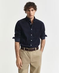 camisa de veludo cotelê de corte regular - azul noite