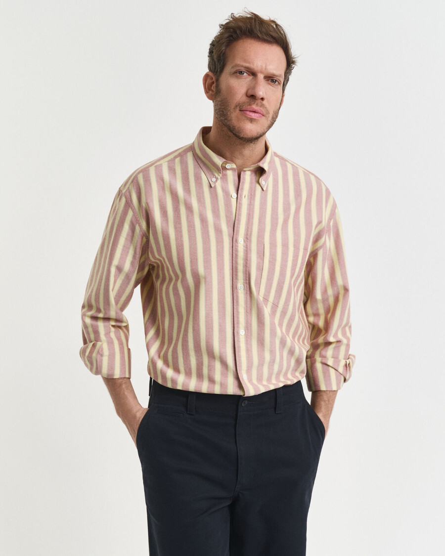 camisa oxford heritage listrada de corte relaxado - ferrugem moderna