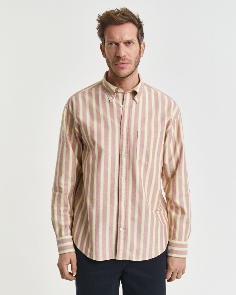 camisa oxford heritage listrada de corte relaxado - ferrugem moderna