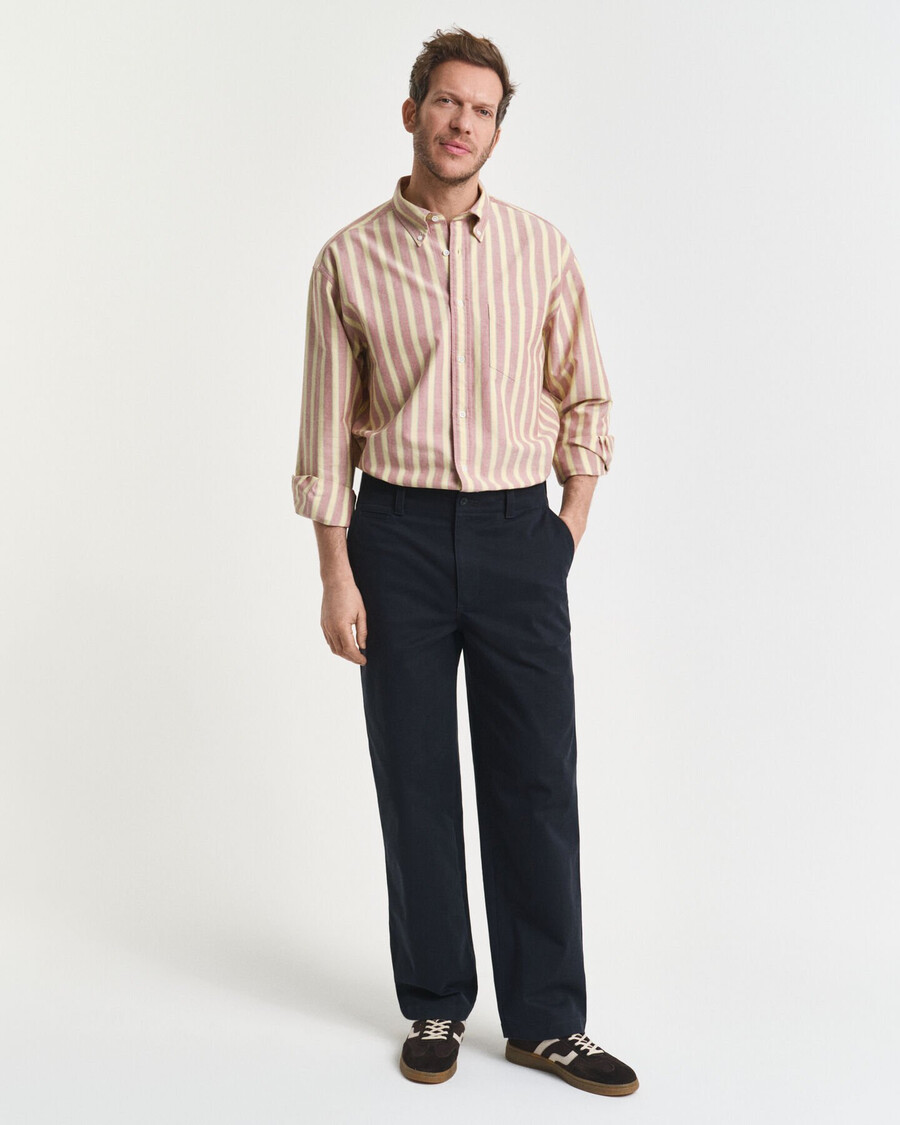 camisa oxford heritage listrada de corte relaxado - ferrugem moderna